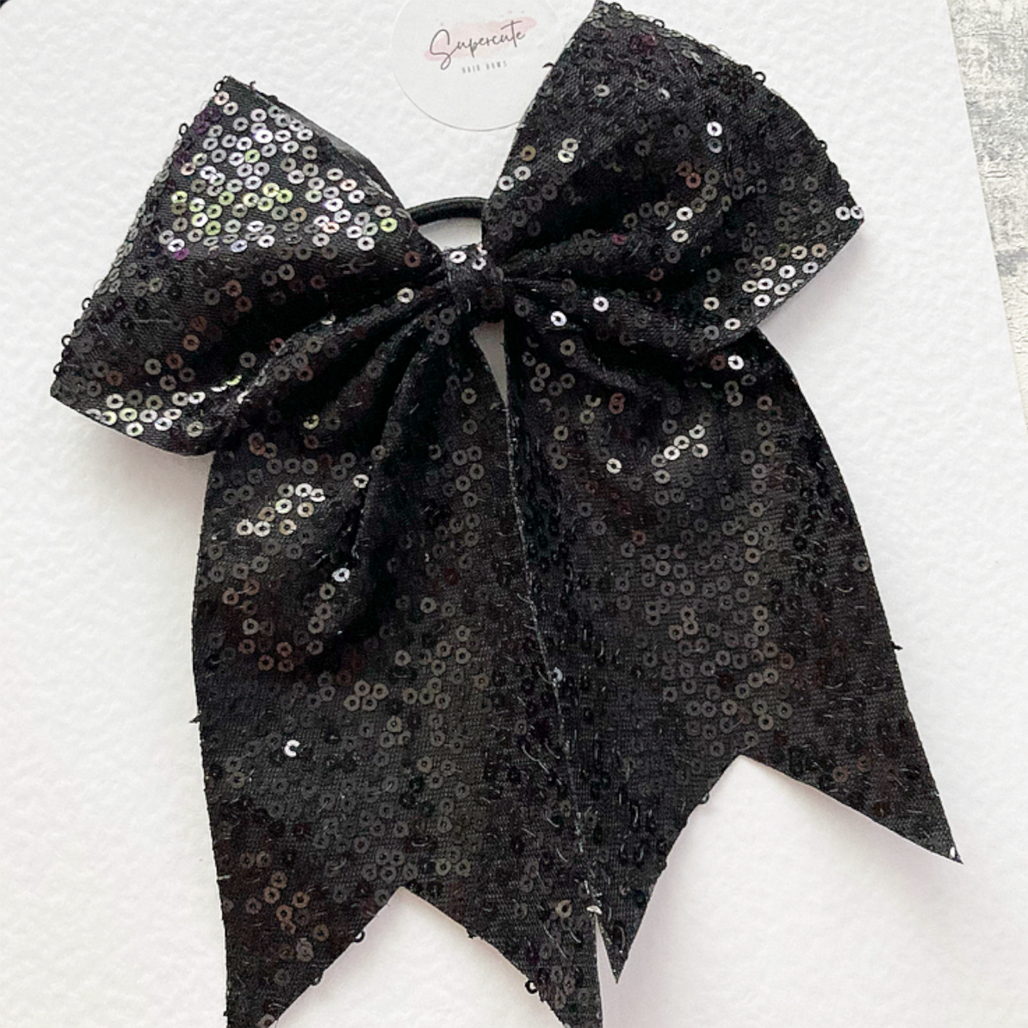 Large Sequin Cheer Bow Hair Bobble/Tie