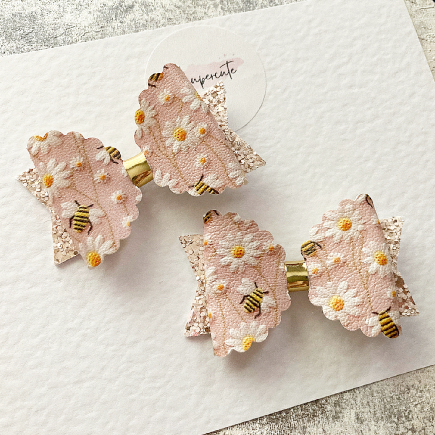 Blush Daisy & Bee Mini Pigtail Clips