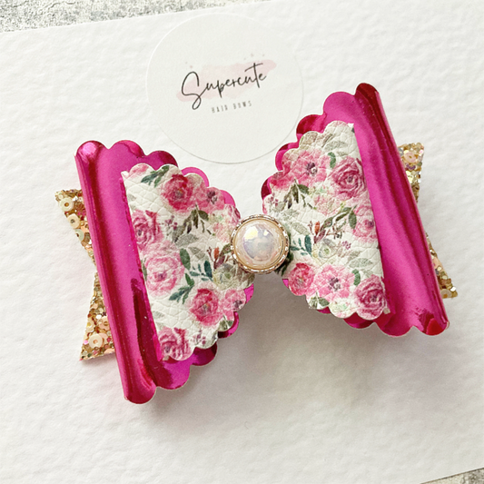 Pink Floral Classic Hair Clip