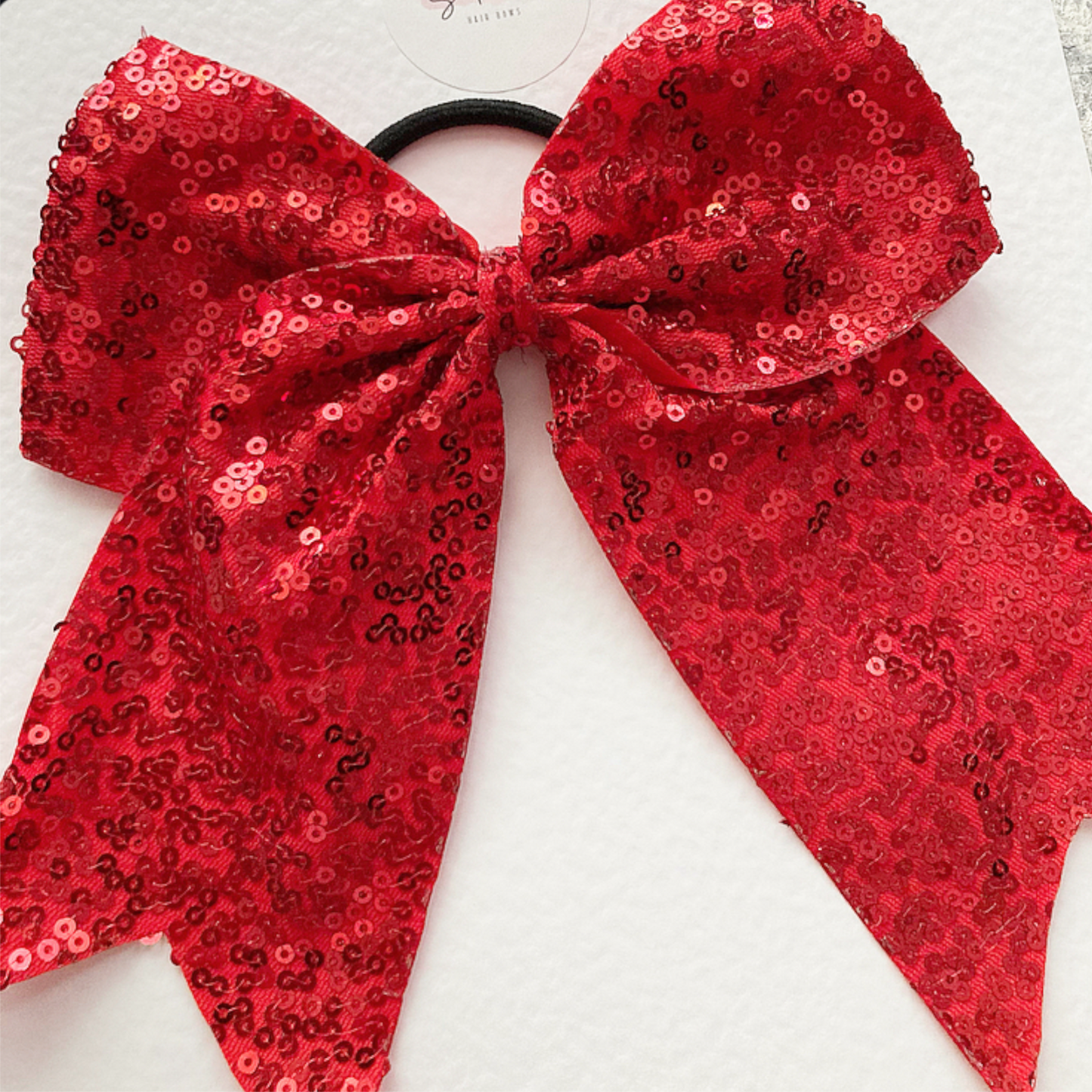 Large Sequin Cheer Bow Hair Bobble/Tie