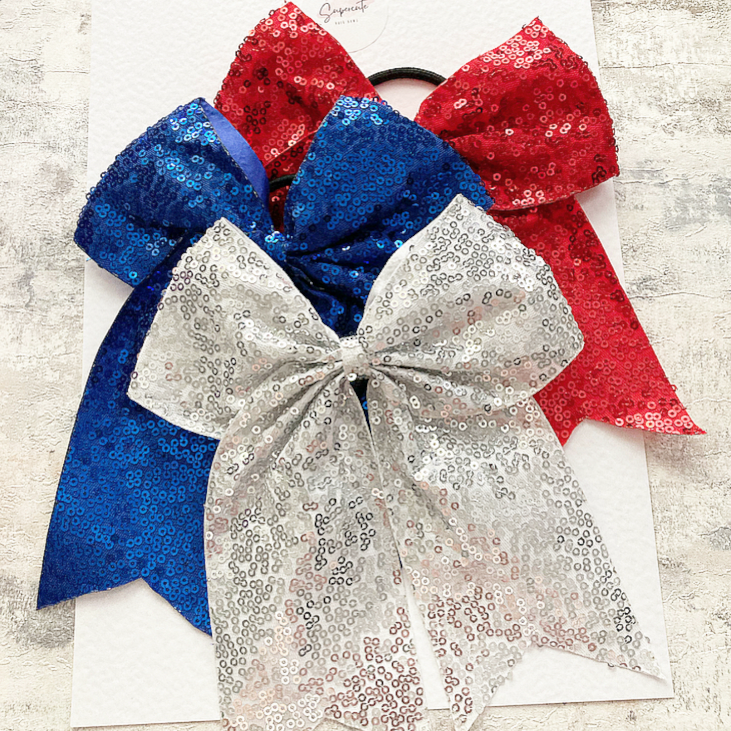 Large Sequin Cheer Bow Hair Bobble/Tie