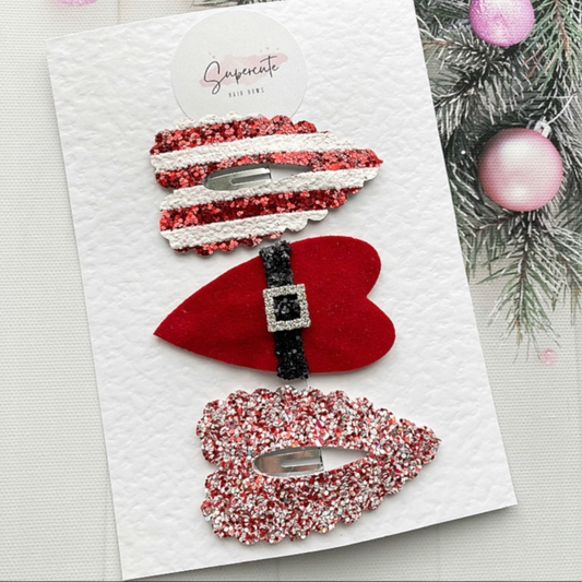 Santa Belt Luxury Heart Snap Clip Set