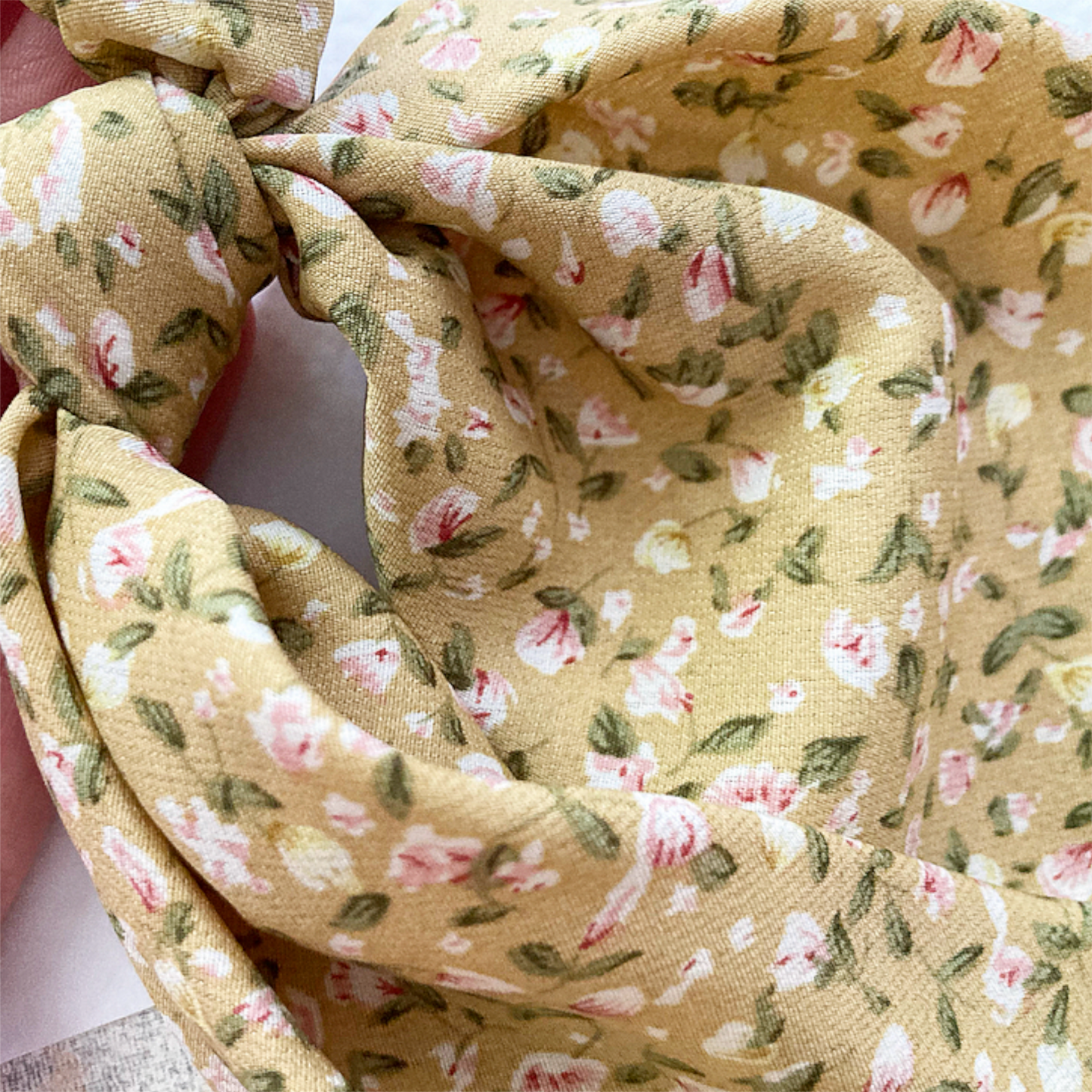 Mustard Floral Scarf Scrunchie