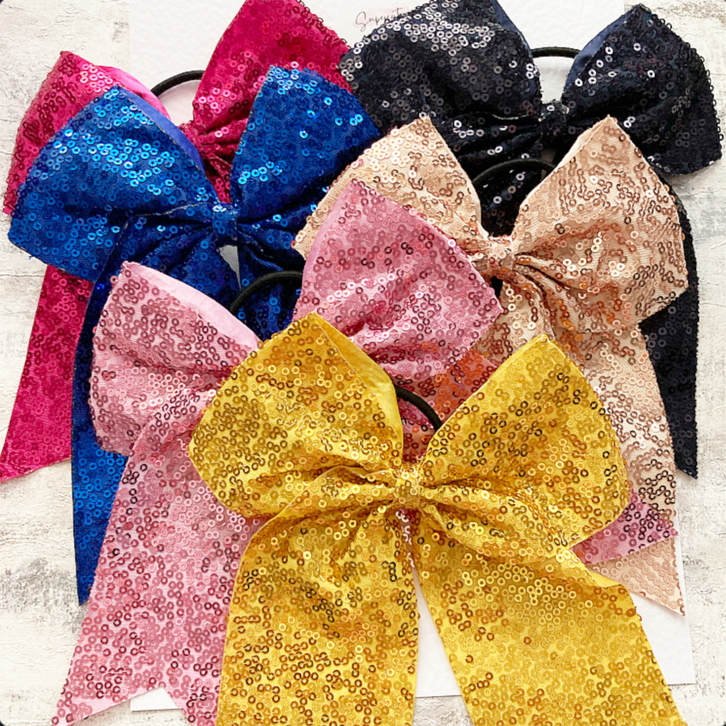 Large Sequin Cheer Bow Hair Bobble/Tie