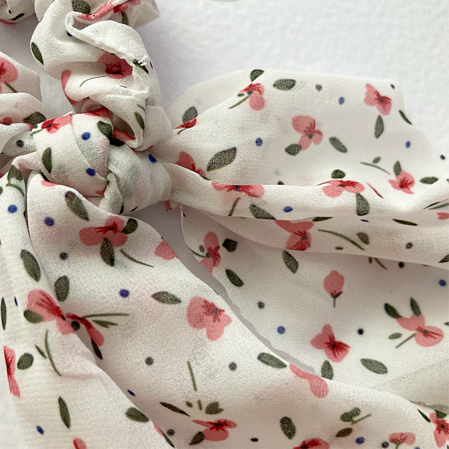 Off White Floral Scarf Scrunchie