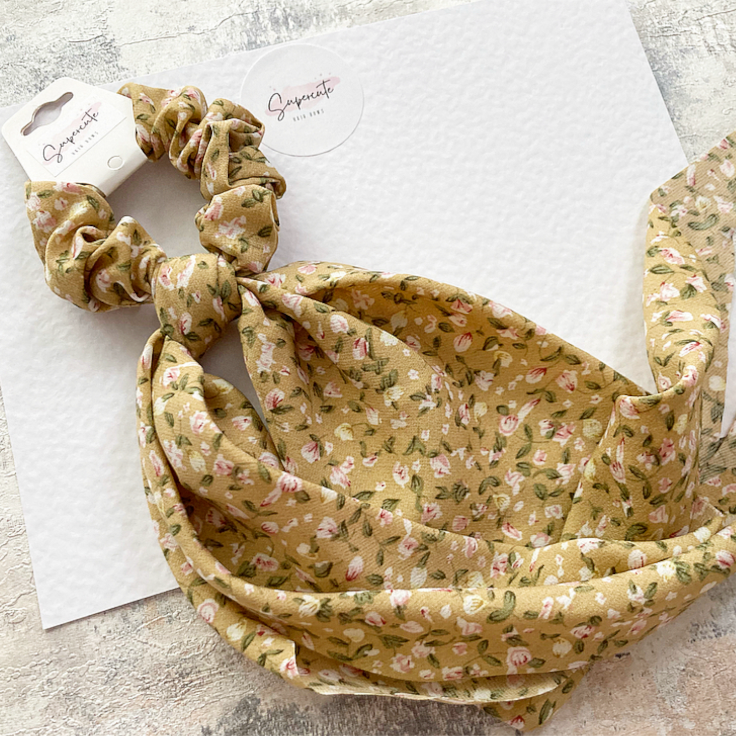 Mustard Floral Scarf Scrunchie