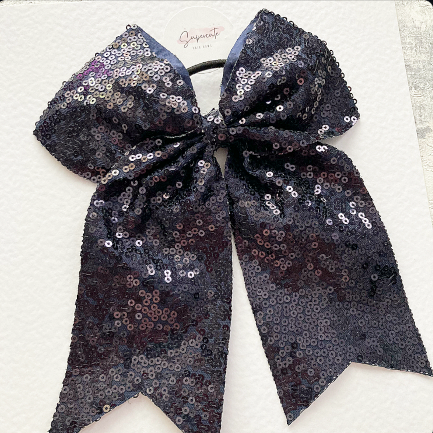 Large Sequin Cheer Bow Hair Bobble/Tie