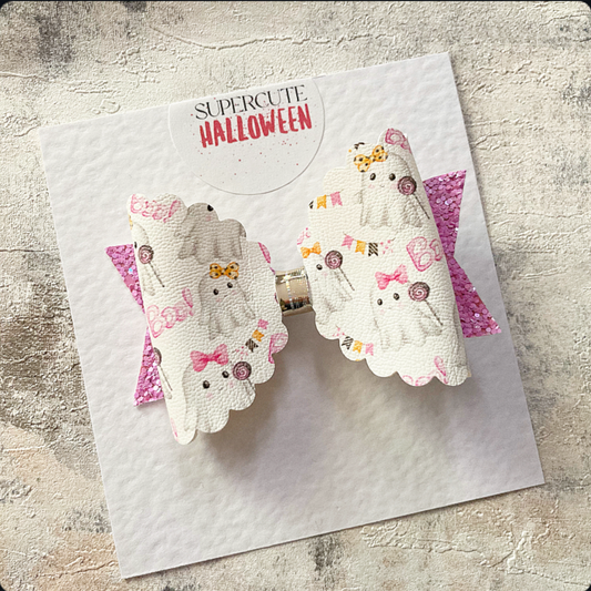 Girly Ghosts Halloween Boo Bow