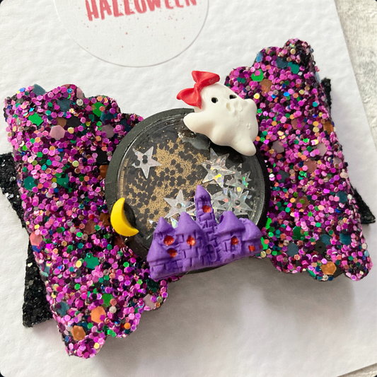 Luxury Ghost House Halloween Bow