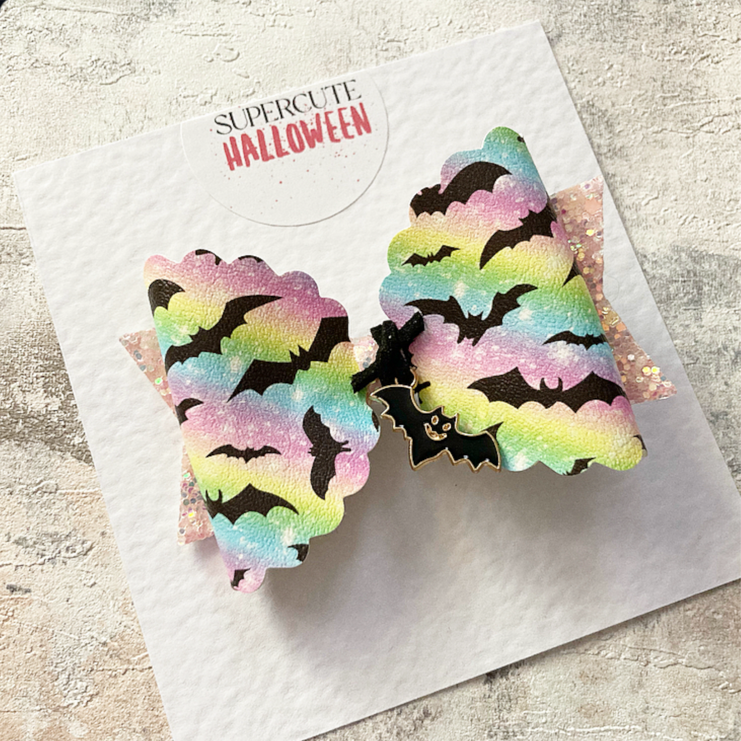 Halloween Bright Bats Charm Bow