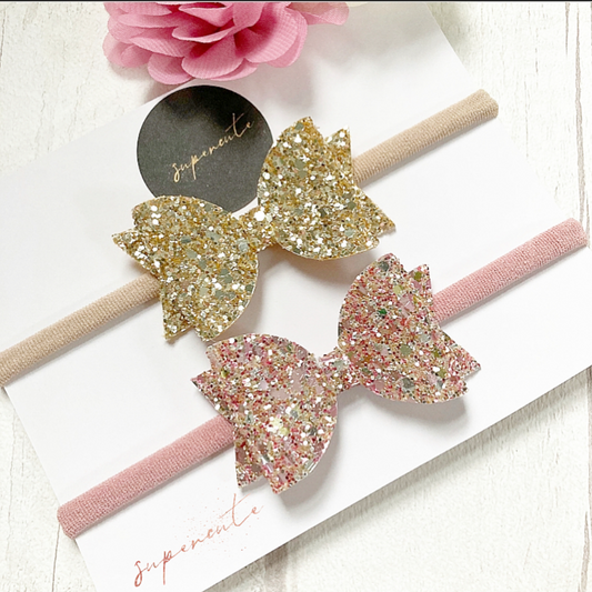 Pink & Gold Baby Headband Set