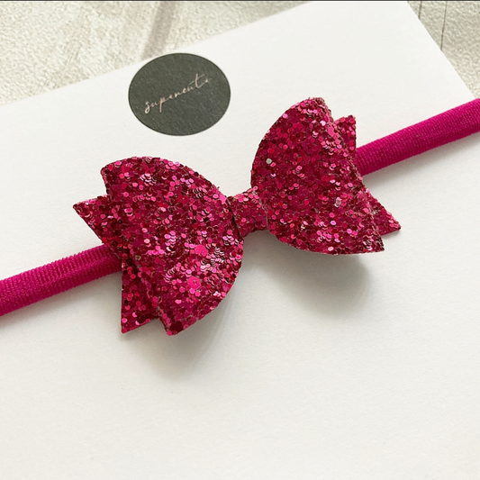 Raspberry 2.5” Glitter Bow Headband